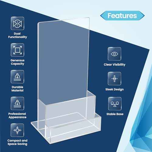 6 Pack Acrylic Brochure Holder 4¡®¡¯, Clear brochure and Business Card Holder, Plastic Flyer Display Stand for Magazine, Pamphlet, Booklets, Menu, Journals, Business Card