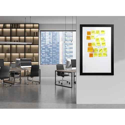 Real Wooden Framed Magnetic Dry Erase Whiteboard, 24" X 36", Vertical/Horizontal Wall Mount, Includes Black Marker, Eraser and 4 Magnets, by Better Office Products (Solid Black)