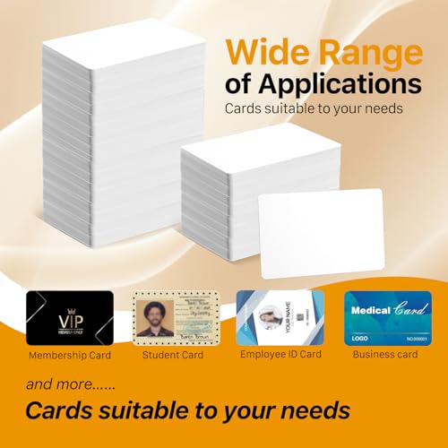 CR80 30 mil Blank PVC ID Cards, 200 Pack for Photo ID Printers (Double-Sided, No Chip)