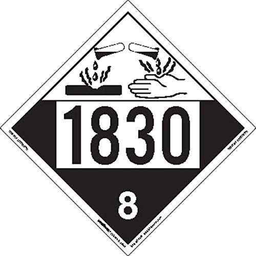 Labelmaster ZEZ41830 UN 1830 Corrosive Hazmat Placard, E-Z Removable Vinyl (Pack of 25)