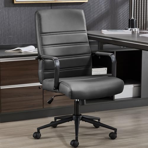 Office Desk Chair Leather, Conference Room Chairs with Wheels, Modern