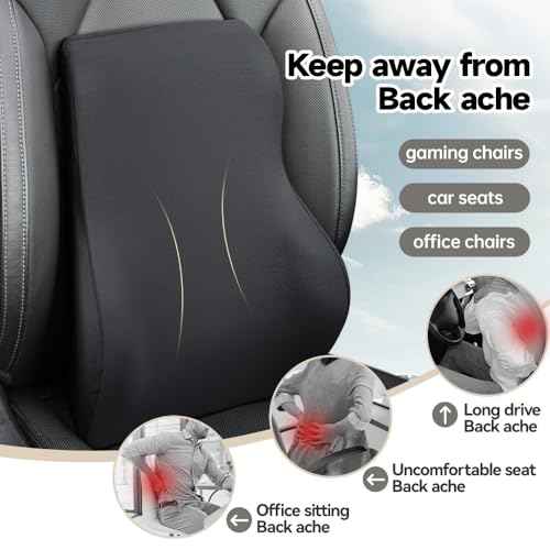 Memory Foam Lumbar Support Pillow for Car Wheelchair Office Home Travel - Waist Back Support Relieves Fatigue