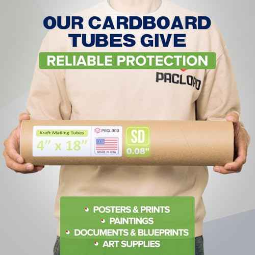 4" x 18" Reinforced Kraft Paper Mailing Tube, Pack of 6 Tubes with 12 Caps ? Secure USPS Approved Poster Tube ? Cardboard Tube for Shipping and Storing Posters, Prints, Artwork, or Documents