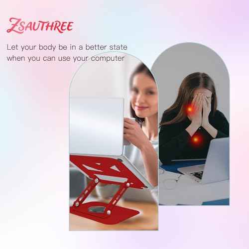 Red Swivel Laptop Stand-360¡Æ Rotating,Ergonomic Adjustable Metal Design,Fits10-16 Laptop Stand,Ideal for Desk Office & Travel,Foldable & Portable,Mechanical Style,Perfect for Women