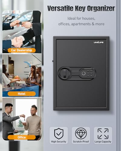 Uniclife 71-Position Key Safe Box with Code, Fingerprint & Keypad – Wall Mount