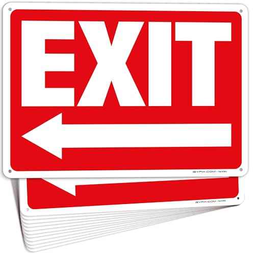 iSYFIX Exit Signs - 12 Pack 10x7 Inch Directional Left Arrow Signs, 40 mil Polystyrene Plastic, UV Laminated, Scratch & Fade Resistant, Waterproof - Ideal for Office, Theater, School, Business