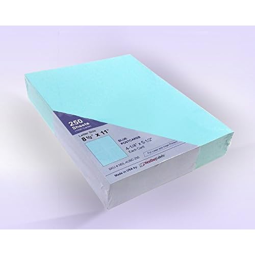 NextDayLabels - 8-1/2" x 11" Laser/Inkjet Postcards 4 Per Page, (4-1/4" x 5-1/2" Each Card | Blue, 1000 Cards)