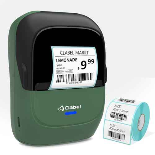 CLABEL Thermal Label Maker Machine: 2 Inch Portable Bluetooth Label Printer 221B Mini Wireless Barcode Printer Compatible with iOS & Android for Small Business Home Office Organization (Green)