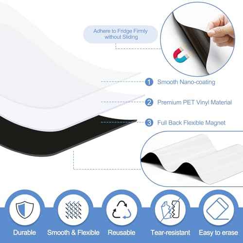 2 PCS Magnetic Dry Erase Whiteboard for Fridge, 14"x11" Reuasble & Erasable White Board Sheet for Refrigerator, Freezer - Smooth & Flexible Magnet Blank Notepad for Home, Kitchen Organizer and Planner