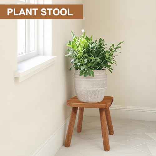 Solid Wood Step Stool£¬Wooden Plant Stool, Wood Plant Stand, Round Footstool, Removable Portable, Small Short Shoe Changing Stool (Walnut, 11.7inch)