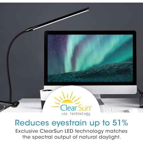 OttLite Clip-On LED Easel Lamp with ClearSun LED Technology - Sturdy Clip Light with On/Off Switch Cord - Adjustable & Flexible Neck for Precise Lighting, Piano, Computer Desks, Shelves & Tables