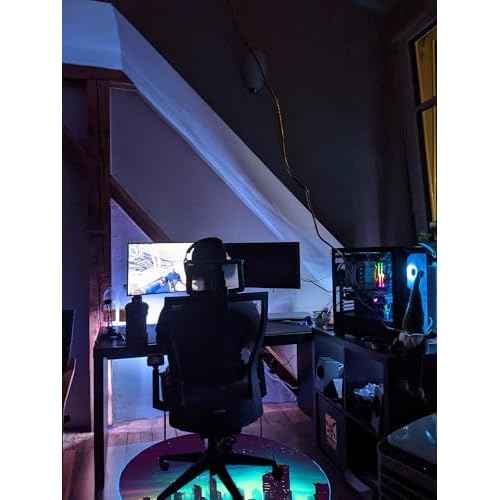Gaming Chair Mat LED RGB Gaming Lights (Skyline 47¡±) - Noise Cancelling, Anti-Slip Gamer Floor Mat ? Scratch Resistant Computer Gaming Mat for Chair ? Office Chair Mat for Hardwood Floor