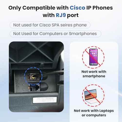 VT RJ9 Headset for Cisco-IP-Phones - Telephone Headset with Noise Cancelling Mic with Mute&Volume Control 7945G, 7965G, 8811, 8841, 8845 (7900/8800/8900 Series)