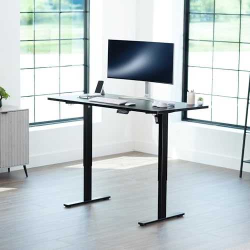 VIVO Electric 60 x 24 in Standing Desk, Memory Height Adjustment, 1B Series, One-Piece Black Top, Black Frame, DESK-KIT-1B6B