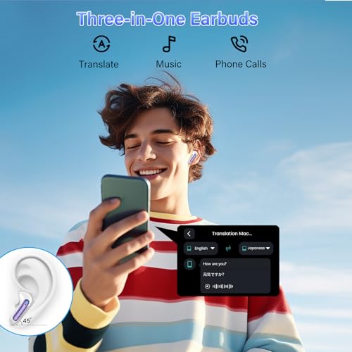 Dbasne AI Translation Earbuds with 164 Languages Bluetooth 5.4 Voice Translator