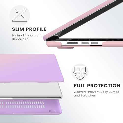 iCasso for MacBook Air 15 inch Case 2025 2024 2023 Release M4 A3241 M3 A3114 M2 A2941, Hard Shell Case &Carrying Laptop Sleeve Bag&Screen Protector&Keyboard Cover for Mac Air 15.3'',Gradient Purple