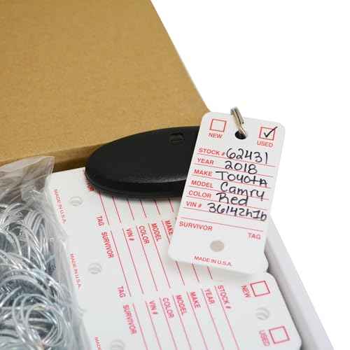 Poly Key Tag, Car Key Tag, 500 per Box, with Rings and Pens Tough (Survivor) (White)