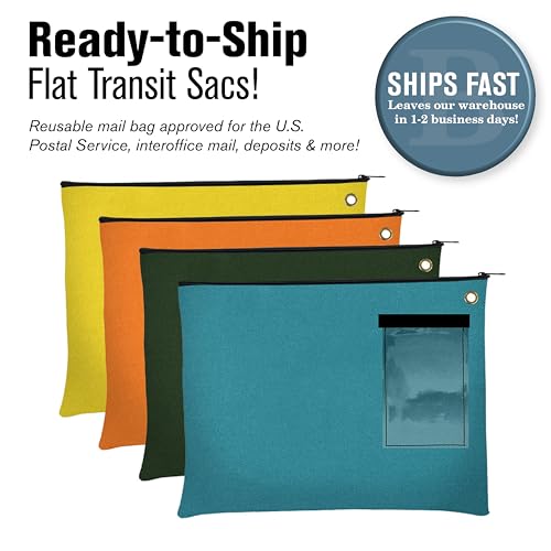 BankSupplies Canvas Interoffice Mailer, 14 oz. - 14W x 11H - Royal Blue - Transit Bag - Large Zipper Bag with Grommet - Use with Padlock or Zip Tie for Security - Interoffice Mail Bag