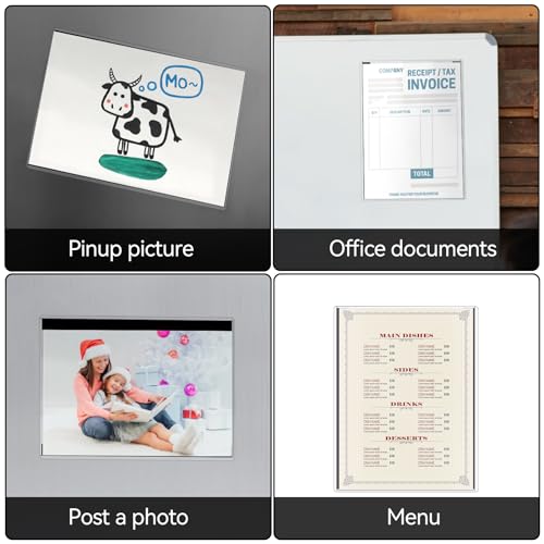 Clear Magnetic Sign Holders 5 Pcs 8.5x11 inch Rigid Plastic Document Frames with Magnet Borders - Perfect for Office, Home & Store Displays