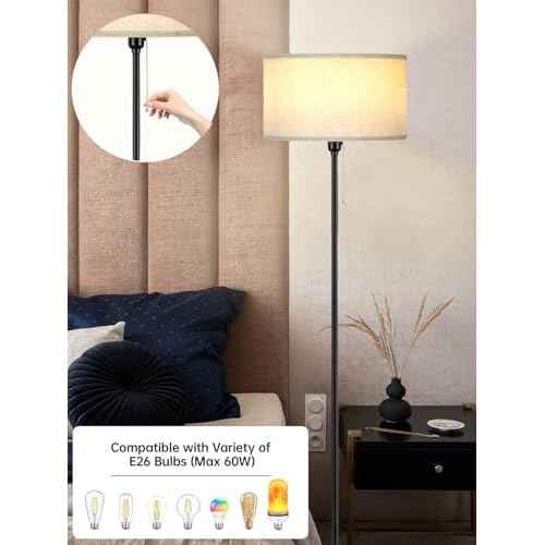 AoMck Floor Lamps for Living Room Dimmable Standing LED Modern Lamps Tall Arc Floor Reading Lamps for Farmhouse Living Room (Beige)