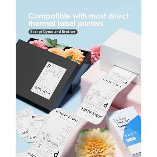 4x6 Thermal Shipping Label Paper for Thermal Label Printer USPS UPS Address Mailing Stickers Big Packing Fanfold White 500 Labels/Stack,4 Stacks, Total 2000PCS