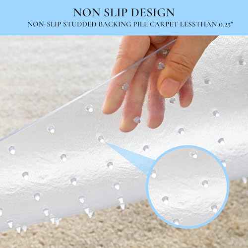Office Chair Mat for Low Pile Carpet, 48¡± x 36¡± Transparent Office Desk Chair Mat for Carpeted Floors, Studded Carpet Floors Protector Mat for Home & Offices