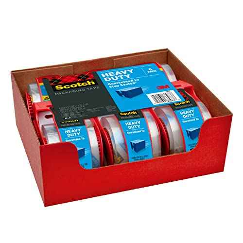 Scotch Heavy Duty Packing Tape, Clear | 1.88 in. x 22.2 yd. | For Shipping | 6 Rolls, Pack of 6