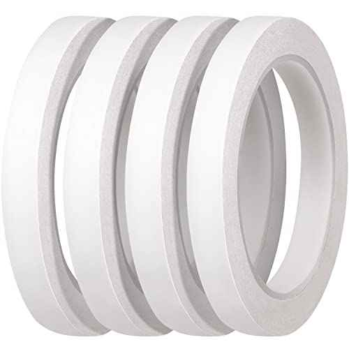 Thin Double Sided Tape for Craft,Card Making,Gift,Scrapbooking and Office School Stationery Supplies,Tear-by-Hand, Paper Backing (4Rolls,1/2 Inch x 32 Yards Per Roll)
