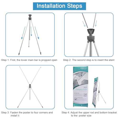 2 Pack X Frame Banner Stand Adjustable Size 23"X 63" to 32"X 78" with Portable Retractable Carrying Bag, Customize Banner Stand for Trade, Show Exhibition Market and Store Display