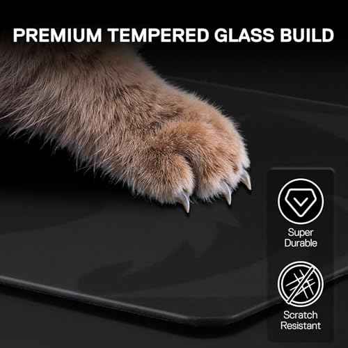 Redragon PG1M Glass Mouse Pad - Ultra-Smooth Precision Surface with Non-Slip Base, Easy to Clean, Hard Mousepad for Gaming - 13 x 13 x 0.15 inches, Black
