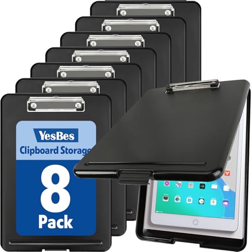YesBes 8 Pack Clipboards with Storage, 13.4 x 9.4 x 0.9 in – High Capacity, Pen Holder, A4/Letter
