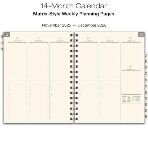 ESSENTIAL 2026 Monthly & Weekly Planner with Tabs, 8.5"x11": 14 Months (November 2025 - December 2026), Professional, Simple, Easy-to-Use Design and Frosted Poly Cover for Extra Protection (Frosted)