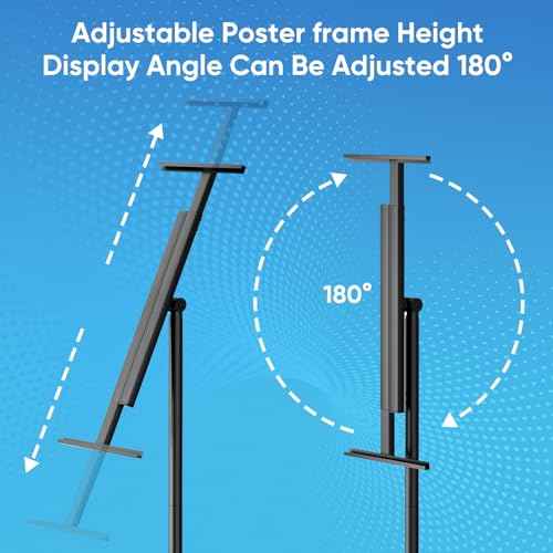 Adjustable Poster Stand for Display - Floor Standing Poster Sign Stand Metal with 180¡Æ Angle Rotation, Great for Events, Advertising, and Direction Board & Foam Poster (1 PACK)