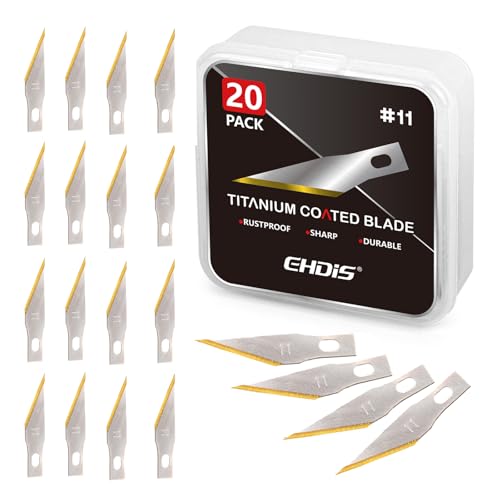 20 Pack Titanium Coated Hobby Knife Blades #11 for Crafts & Scrapbooking