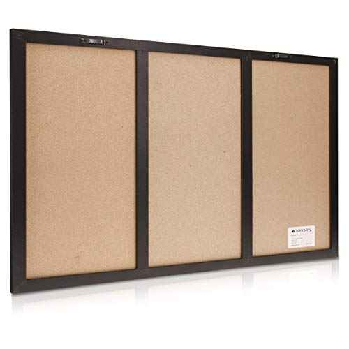 Navaris Combination Board Cork/Whiteboard/Chalkboard - 16 x 24 inches Combo Bulletin Magnetic Dry Erase Chalk Board Weekly Planner Message Organizer