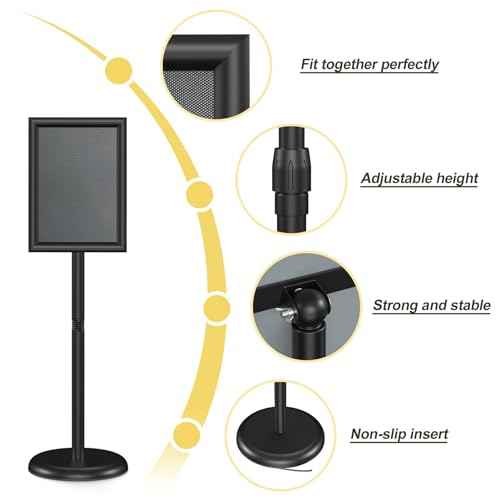 Relx Sign Holder Stand 8.5x11 inch - Adjustable Floor Standing Sign Holder - Signage Stand with Snap-Open Frame Display for Malls,Schools,Restaurants