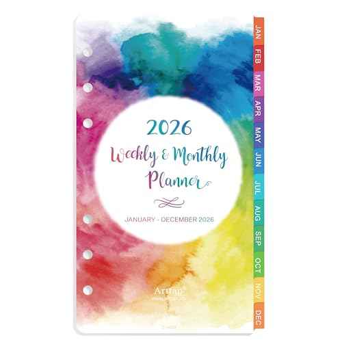 2026 Planner Refills - Planner Refills 2026, Weekly and Monthly Calendar from Jan. 2026 - Dec. 2026, 3.75 x 6.75 inch, 6 Holes