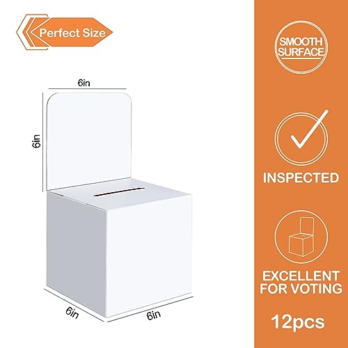 White 12 Pack Raffle Boxes with Slot - Durable Suggestion Box for Office & Events