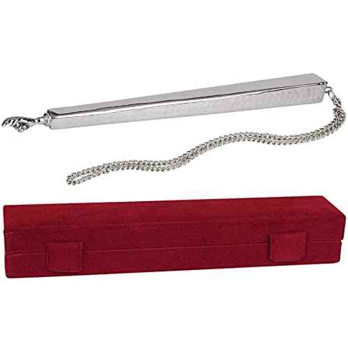 Long Nickel-Plated Torah Pointer Classic Yad Hand Pointer with Hammered Detailing Yad High Polish Silver Color Finish in a Giftable Velvet Box - Bar Mitzvah Gift for Parshah Reading