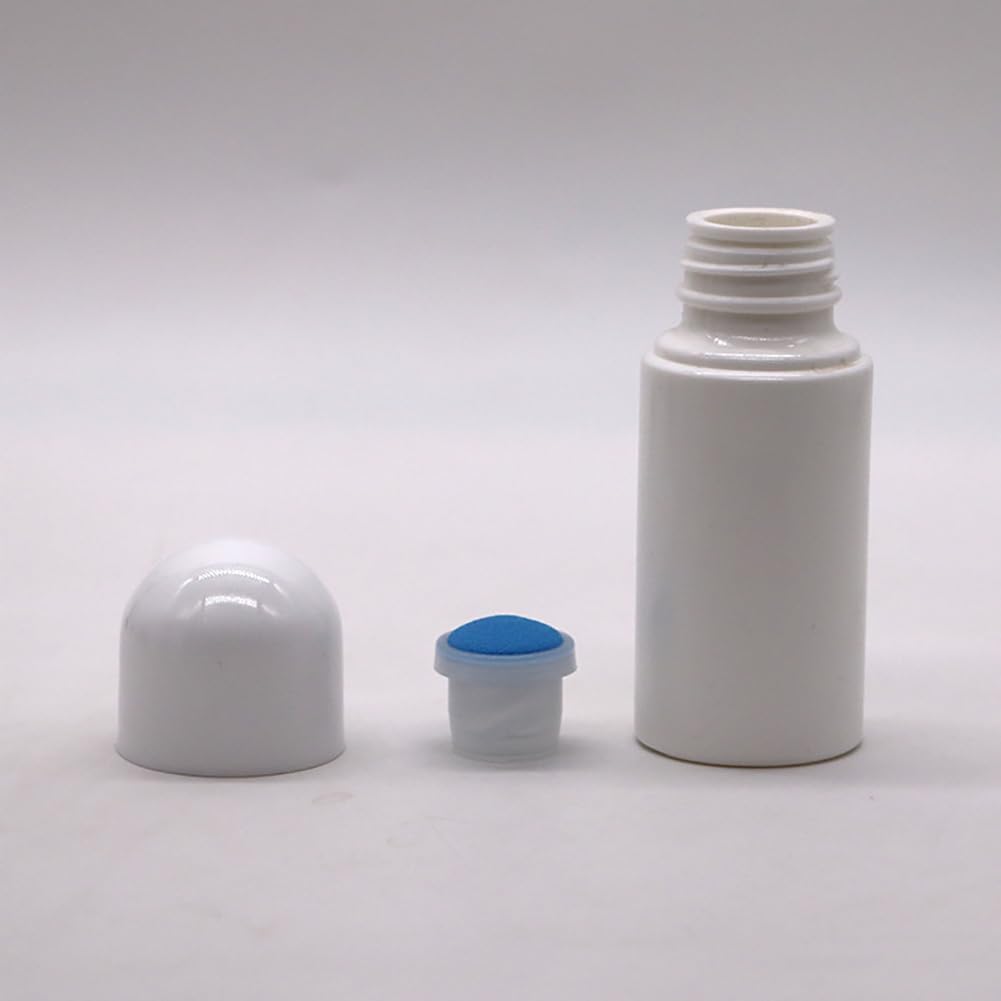 Czhotg 4Pcs White 50 ml Sponge Head Plastic Liquid Applicator Bottles with Sponge Refillable Deodorant Bottles for Cosmetic Essential Oil Pump Dispensers Refillable Containers, Pump Dispensers