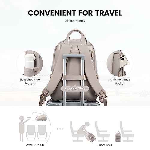 LOVEVOOK Laptop Backpack for Women, 17 Inch Travel Laptop Bag with USB Port, Waterproof Computer Backpack Purse for Work Teacher Nurse, Durable Casual Daypack