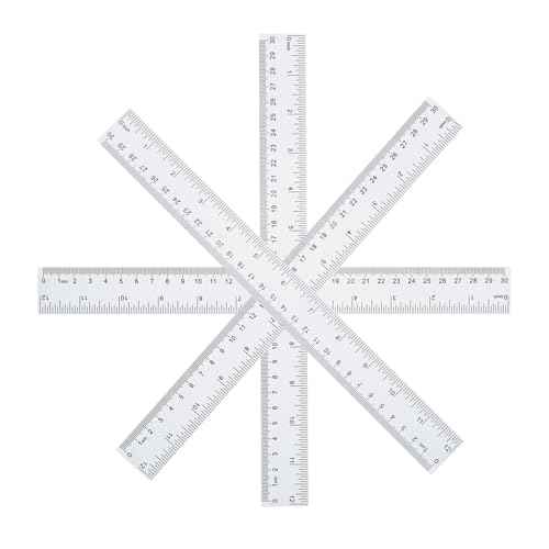 4 Pack Plastic Ruler 12 Inch Bulk for Classroom School Office Supplies for Kids£¬Clear Rulers£¬mm Ruler