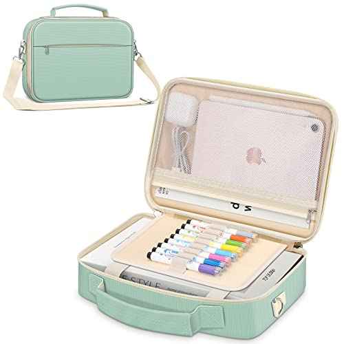 FINPAC Large Bible Cover w/Shoulder Strap, Carrying Book Case Church Bag Bible Protective w/Pen Slots and Zippered Pocket, Gift for Women Lady, Light Green