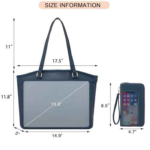 YZAOLL 15.6 Inch Laptop Tote Bag for Women,Lightweight Water-resistant Vegan Leather with Padded Sleeve Multi-Pocket Work Bag