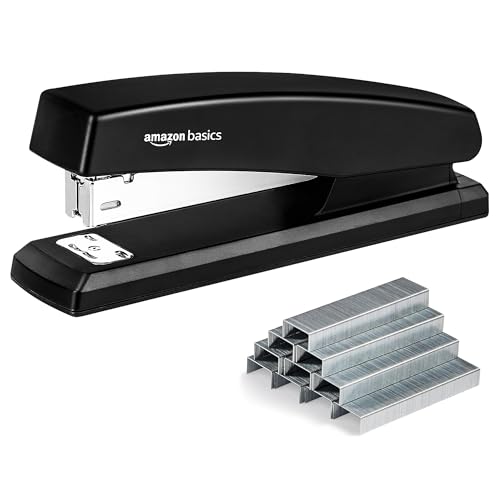 Amazon Basics Office Stapler with 1000 Staples, 25-Sheet Capacity, Non-Slip Base – 1-Pack
