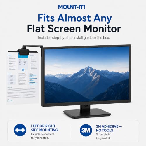 Mount-It! Monitor Document Holder Clip with 360° Swivel & Adhesive Mount