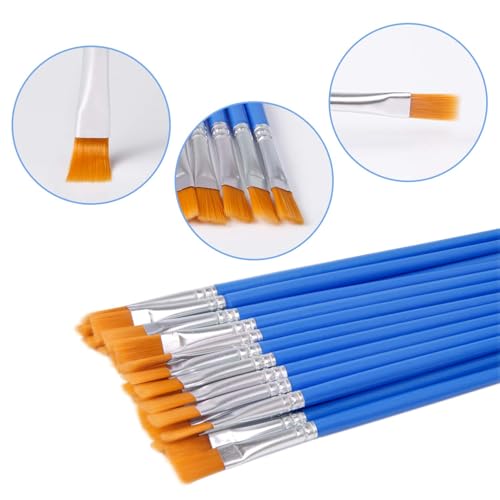 UPINS 30 Pack Flat Paint Brushes 6.69 Inch Small Detailing Brushes