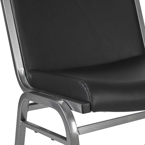 Flash Furniture Hercules Series Big & Tall 1000 lb. Rated Black Vinyl Stack Chair with Ganging Bracket