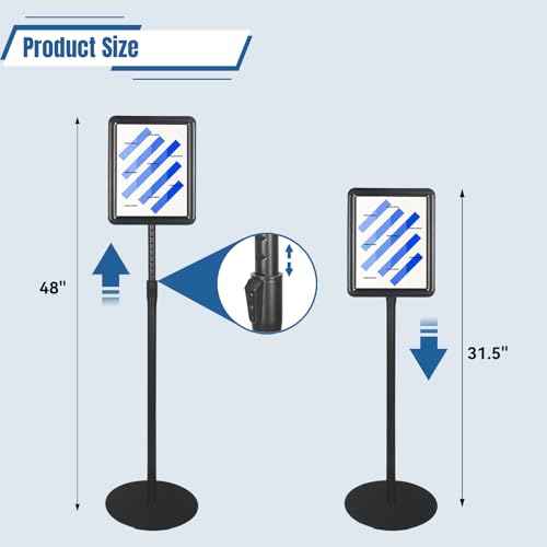 2PACK Sign Stand Holder 8.5¡¿11-Inch Adjustable Floor Standing Poster Stand with Heavy Duty Base for School Church Business Show,Black