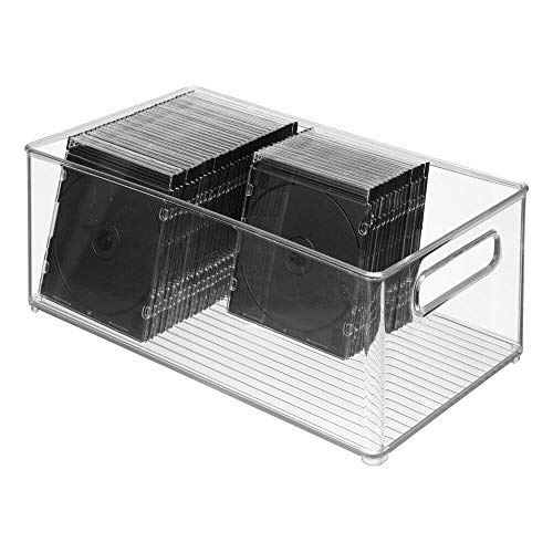 mDesign Deep Plastic Storage Organizer Container Bin, Office Organization for Filing Cabinet, Cupboard, Shelves, and Desk - Holds Notepads, Pens, Pencils, Highlighters, and Staplers - 2 Pack - Clear